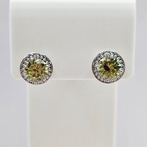 Ring Bomb Party Round Halo Lime Green Rhinestone Stud Earrings RBP Chic Classy